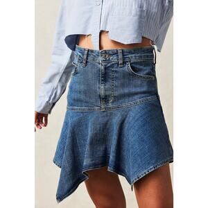 Free People NWT Women's Alara Mid-Rise Drop Waist Western Denim Skirt Size 6